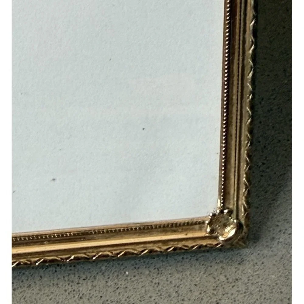 Vintage MCM Art Deco Brass Metal Picture Frame Gold Tone 8 x 10 w/ Glass EUC